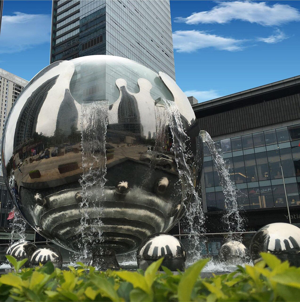 stainless steel ball art water fountain